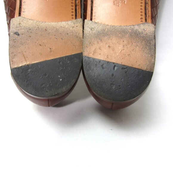 Allen Edmonds EUC Mens Size 12 M Made Italy Brown Leather Woven Tassel Loafers